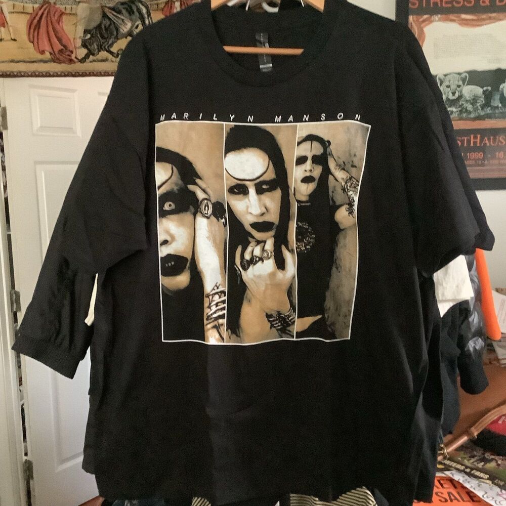 Rare Marilyn Manson tee T-shirt rock band tour art screenprint size XXL SZ 2XL - Picture 1 of 2